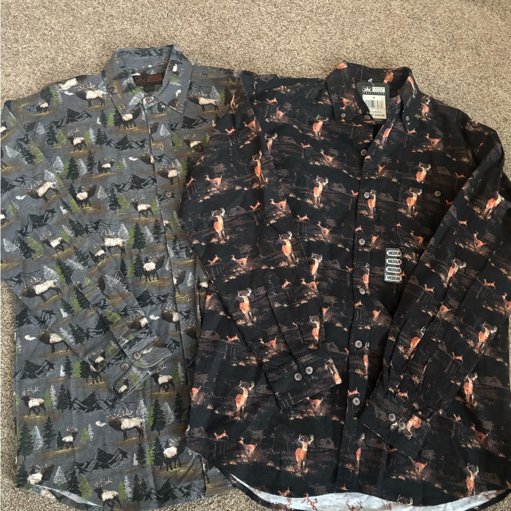 Men's Patterned Dress Shirts - Gray and Black